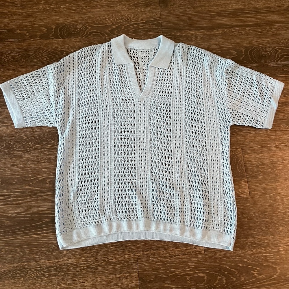 White Knit Short Sleeve Sweater